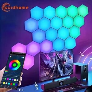 LED 육각형 양자 램프 스마트 벽 패널 조명 RGBIC 드림 컬러 APP 제어 음성 음악 동기화 작업