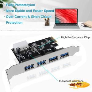 5Gbps 4 포트 USB 3.0 PCI-E 확장 카드 어댑터 PCI Express USB 3.0 컨트롤러 PCIe 카드 USB 3.0 PCI Expre