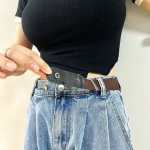 노버클 프리 늘어나는벨트 버클없는 벨트 브라운 탄성