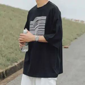 남자 라운드넥 반팔티 여름 패션 5부 프린팅 캐주얼