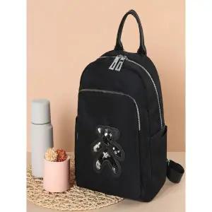 [트렌드스토어]태디베어 스팽글 패치 캐주얼 블랙 백팩_P376574961