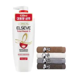 로레알파리 토탈리페어5 샴푸 620ml + 스누피 타올(랜덤 1장)