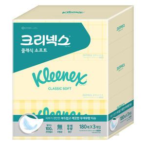 유한킴벌리 크리넥스 클래식 S 각티슈 180매x3개