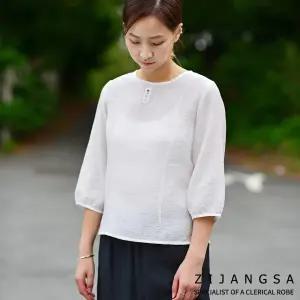 [8122] 모달 카네이션티 생활한복 / 티셔츠 블라우스 여름 개량한복 여자 여성 보살님 절복 법복 사찰복 템