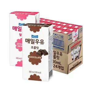 매일 멸균우유 딸기200ml 24팩+초콜릿 200ml 24팩