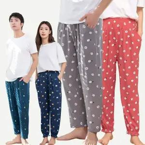 이브바바 남성 여성 커플 소프트 기모 캐릭터 9부 파자마 잠옷바지
