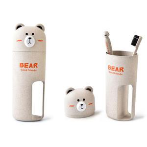 집들이 여행 선물 곰 양치 컵 휴대용 대나무 칫솔 세트