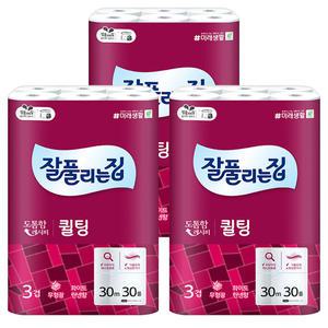 잘풀리는집 퀼팅 도톰한 3겹데코 30m 30롤x3팩