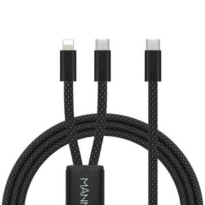 [1개+1개] 만타이거 2in1 멀티 25W PD 8핀 - C타입 초고속충전 케이블 1.2m 2m