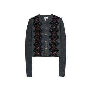[가니] 여성 아가일 니트 가디건 그레이 K2284-523