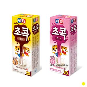 제티 초코 초콕 + 딸기 빨대 간식 우유 어린이 총40T