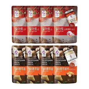 청정원 싱글파우치 머쉬룸투움바소스, 150g, 4개 + 토마토소스, 170g, 4개