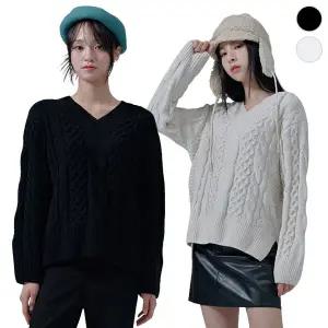 [체이스컬트] V-NECK 케이블 SWETER/2Color