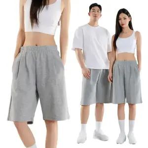 원턱 버뮤다 반바지 남녀공용 기능성 구김적은 와이드 트레이닝 팬츠 사계절 트레이닝복 M~2XL