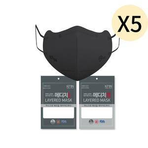 메디치 레이어드 KF94 마스크 중형 블랙 200매 X 5