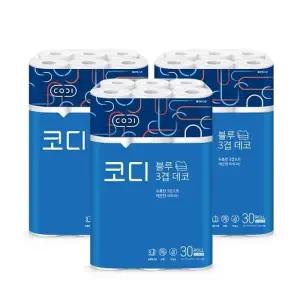 코디 블루 3겹 데코 27m 30롤 3팩