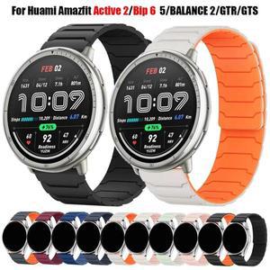 Amazfit Active 2, Bip 6 5 3 Pro/Balance 2/GTS GTR 2 4 43 47mm용 22mm 마그네틱 밴드 실리콘 루프 스트
