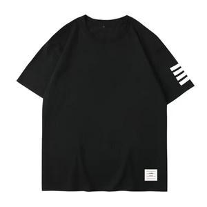 Thom Browne America 여름 남성 T 셔츠 클래식 프린트 퓨어 코튼 캐주얼 스포츠 라운드 넥 반팔 스트리트