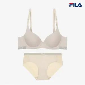 [휠라언더웨어] 폴리 스파크 아웃밴드 브라 드로즈 세트 라이트베이지 (FI4BA