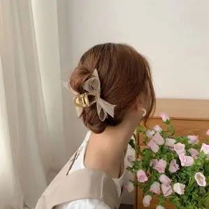 [콩심팥심]여성 2컬러 데일리 우아한 쉬폰 리본 집게핀 헤어핀
