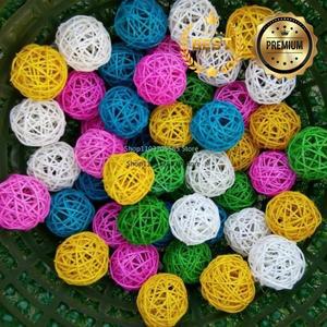 10pcs 앵무새 씹는 장난감 공 기본 색상 Sepak Takraw 애완 동물 조류 훈련 대화 형 새장 용품