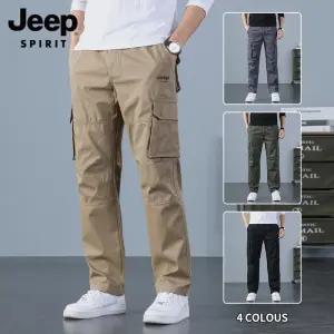 JEEP SPIRIT 가을 카고팬츠 남성 루즈 다용도 스트레이트 캐주얼 바지