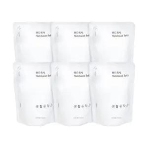 [생활공작소] 핸드워시 손세정제 리필 400ml 6개 / (파우더향/청포도향 택1)