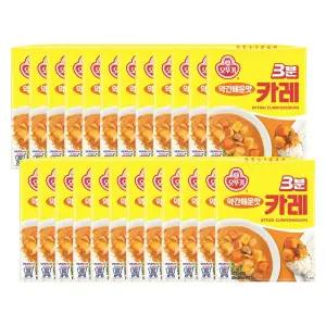 3분 카레 약간 매운맛 200g 24개/그대로/하이라이스/짜장/순한맛/덮밥/쇠고기/간편/미역국/즉석/미역국컵