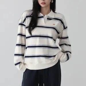 [피핀] 팬던트 스트라이프 카라 맨투맨 #112492