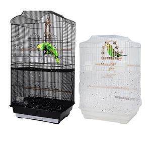 2PCS 조절 가능한 대형 새장 커버 새장 나일론 메쉬 깃털망 커버 씨앗 포수 잉꼬 마카우 아프리카 원형 사각형 새장 앵무새용 트윙클 스타 유니버설 가드 스커트 (M, 블랙 + 화이트)