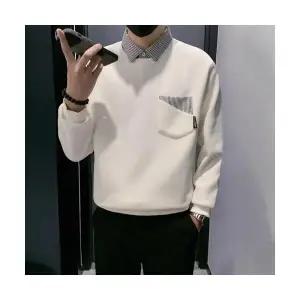 남자 데일리룩 맨투맨 페이크 투피스 스트라이프 칼라 가을 이너 캐주얼 상의 SPO마켓3