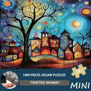 퍼즐 미니 소형 1000PCS Twisted Whirl 38x26cm 초현실적 추상 미술 현대 호환 홈 장식 성인의 마음을 굴복