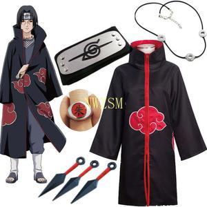 카카시 코스프레 의상 아카츠키 망토 Uchiha Itachi Sharingan 머리띠 목걸이 반지 어린이 Kunai 남성용 Pain 할로윈