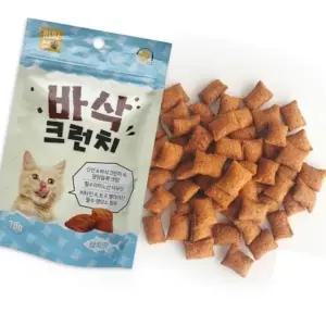 고품질 고양이 참치 크런치 간식 영양 보조식 한입 크기 사료 70g (WFK6BL9)