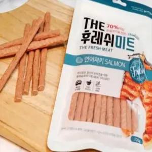 고품질 반려견 간식 연어 치킨 져키 부드러운 애완견 외출용 2개 (WFK7CYF)