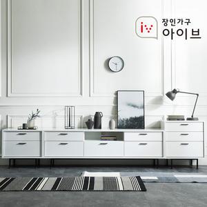 [장인가구]루시퍼 화이트 다용도 수납 3000 거실장 세트B