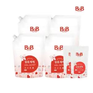 [비앤비] 유아 섬유 세탁세제 시그니처 리필형 1500ml X 4개 (+세제800ml 2개 증정)