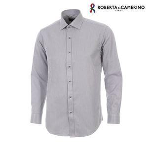[Roberta di Camerino]TC 스트라이프 슬림핏 그레이 긴소매 셔츠 RM3-354-3