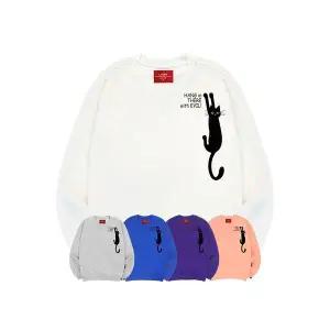 [하프클럽/엘라모]엘라모 3M 검은고양이 맨투맨 남녀공용 빅사이즈 S~4XL