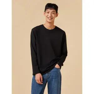 [하프클럽/자주]블랙 남 BETTER_코튼 도톰 베이직 긴팔 티셔츠 J312402005