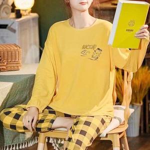 쉬블림로브 (긴팔+긴바지) 여성 로고 무지 체크 꿀잠 홈웨어 파자마 잠옷 세트 GGWD0086