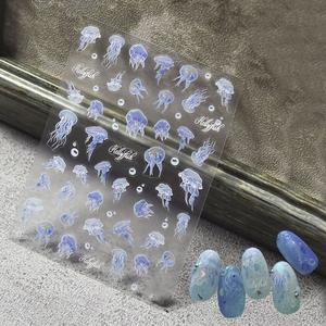 고품질 네일아트 쿨썸머 푸른바다 젤리피쉬 해파리 스티커 젤리피쉬스티커 여름바다네일 시원한 (WFHTV11)