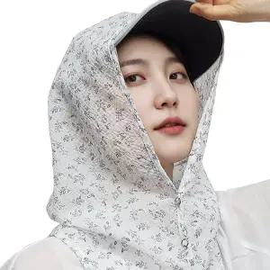 (국산) 무형광 kc인증 후드형 지지미 캡 햇빛가리개/뷰티 마스크-자외선차단 등산 작업 농사 파크 골프 스포츠 페이스쿨가드