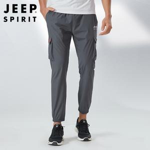 JEEP SPIRIT 아이스 실크 스포츠 팬츠 남성용 멀티 포켓 얇은 속건성 바지