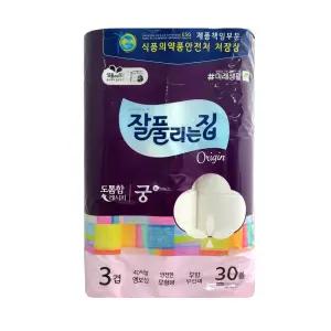 잘풀리는집 궁 3겹 30M 30롤 1팩 두루마리화장지 롤휴지