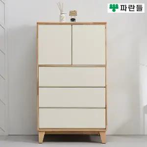 [착불배송] 파란들가구 800 전면화이트 고무나무원목 3단서랍 원목옷장