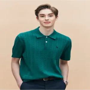 [25SS] HZSW5B553E2 아이코닉 그린 케이블 반팔 카라 니트