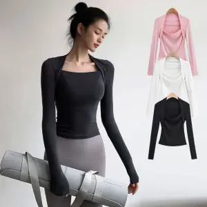 SIS-805 필라폴웨어 스퀘어긴팔티요가복상의 긴팔요가복 긴팔티 필라테스웨