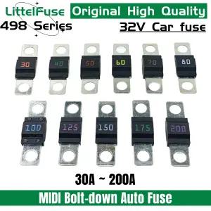 Littelfuse 볼트 다운 퓨즈 498 MIDI 플랫 타입 블레이드 퓨즈 배터리 포드 포커스 32V 30A 40A 50A 60A 70
