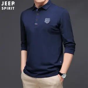 JEEP SPIRIT 남성 긴팔 카라 티셔츠 봄 가을 중년 루즈핏 폴로 셔츠